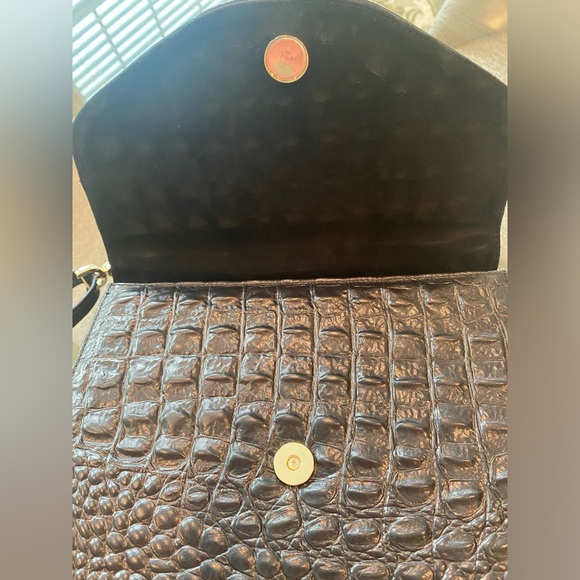 Italian Luxury Zamponi Elegant Black Leather Handbag Purse Satchel Gold Hardware - Picture 5 of 9
